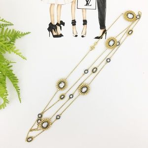 Frieda Rothman 14 K Gold and Rodium Matte Finish Belgaro Station Necklace